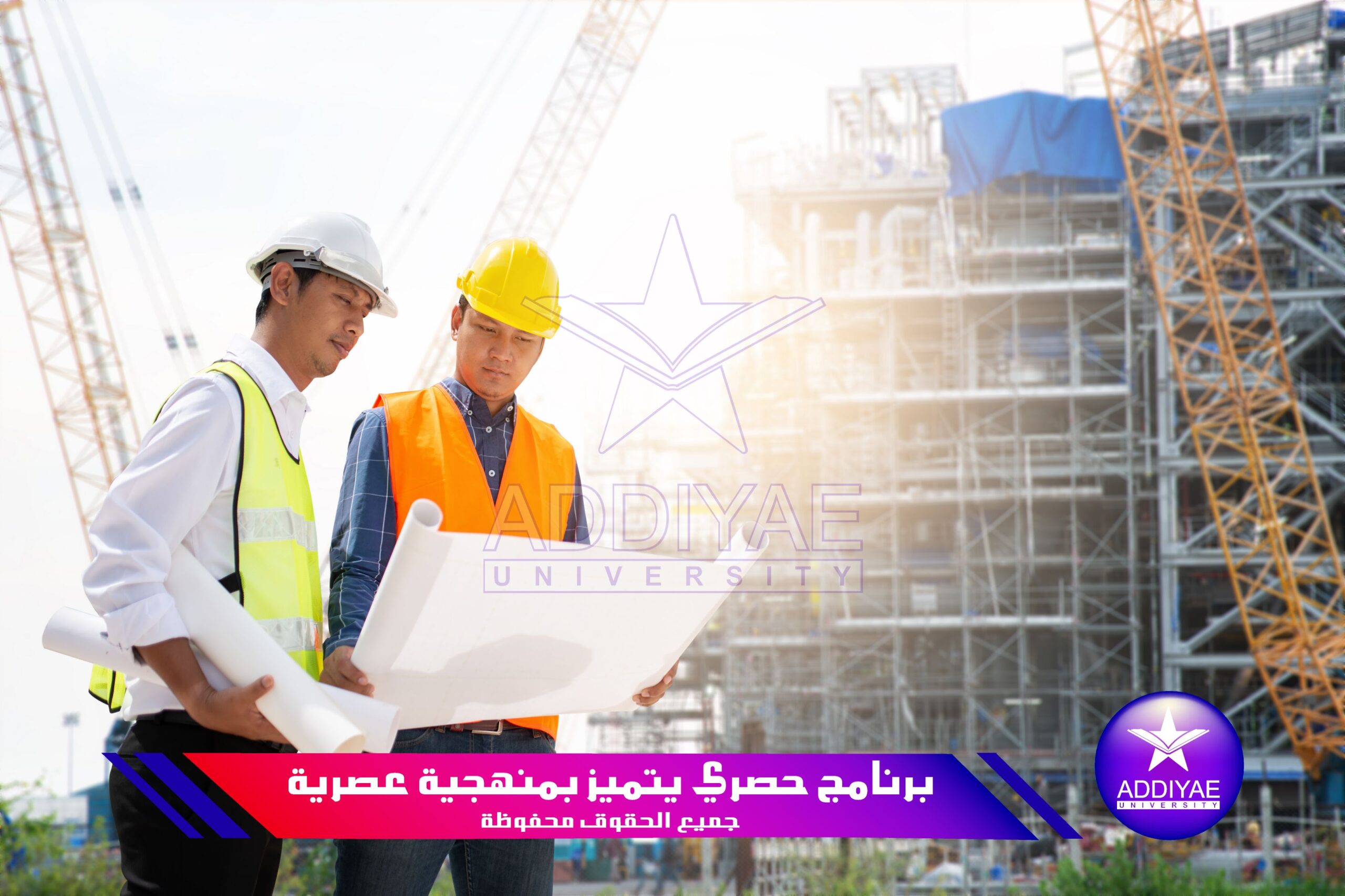 two construction engineer working in construction site and manag